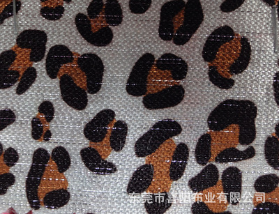 【全滌印花布 后加工處理 有光人造絲 銀絲底布 豹紋 鞋材適用】價格,廠家,圖片,化纖面料,東莞市喜陽布業-